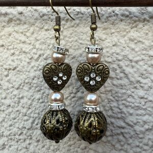Vintage-Inspired Gold and Silver Heart Earrings